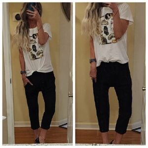 Nili Lotan Drop Crotch Harem Style Cropped Trouser Pant